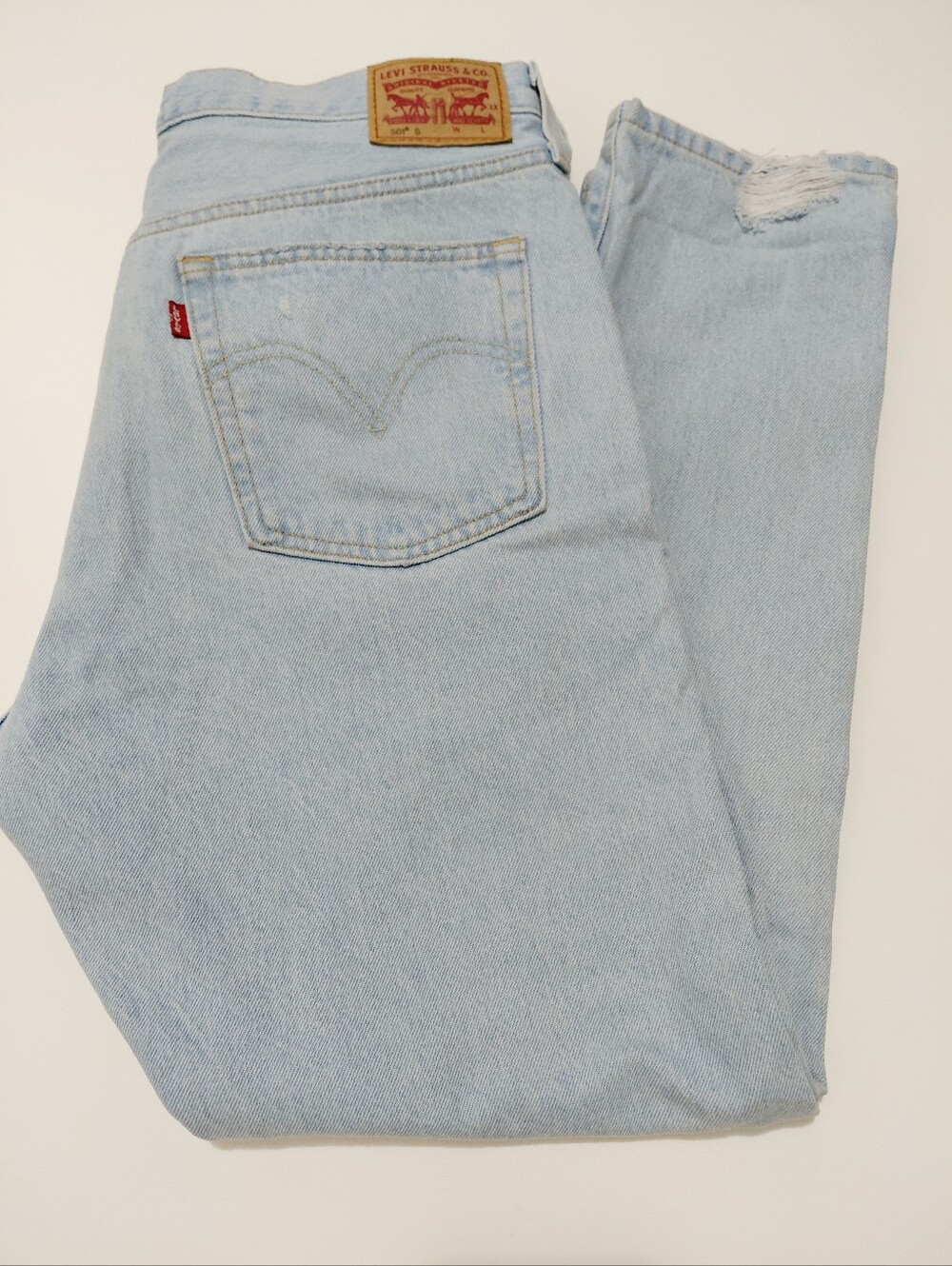 Levi's 501 S 31x28 Skinny Jeans Light Wash Distressed High Rise Distressed